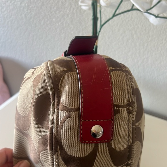 Coach Vintage Brown and Red Leather Zoe Hobo Bag EUC - Picture 8 of 13